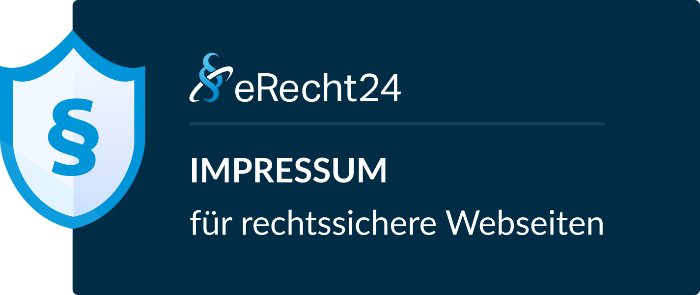 eRecht24-Siegel: Impressum erstellt mit dem Impressum-Generator von eRecht24